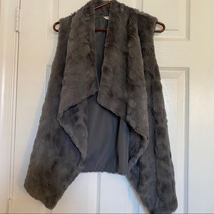 grey faux fur vest